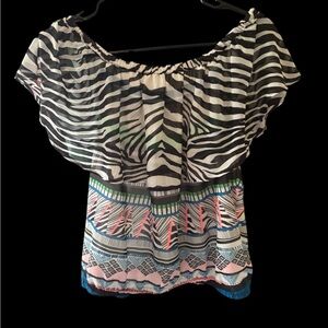Express Zebra Print Off-Shoulder Blouse